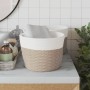 Cestas de almacenaje 2 uds algodón marrón y blanco Ø24x18 cm de , Cestas - Ref: Foro24-358456, Precio: 26,61 €, Descuento: %