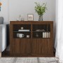 Mesitas de noche luces LED 2 uds madera ingeniería roble marrón by , Lockers and storage cabinets - Ref: Foro24-836643, Price...