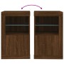 Mesitas de noche luces LED 2 uds madera ingeniería roble marrón by , Lockers and storage cabinets - Ref: Foro24-836643, Price...