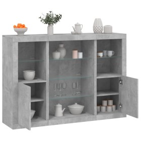 Aparador con luz LED 3 pzas madera de ingeniería gris hormigón von , Sideboards - Ref: Foro24-3209131, Preis: 201,60 €, Rabat...