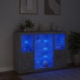 Aparador con luz LED 3 pzas madera de ingeniería gris hormigón von , Sideboards - Ref: Foro24-3209131, Preis: 201,60 €, Rabat...