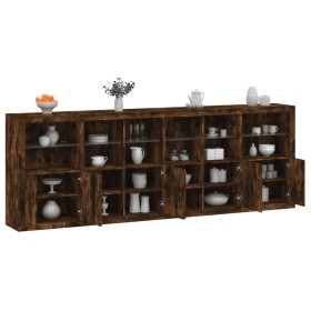 Aparador con luces LED roble ahumado 283x37x100 cm by , Sideboards - Ref: Foro24-3209167, Price: 479,57 €, Discount: %