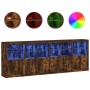 Aparador con luces LED roble ahumado 283x37x100 cm de , Aparadores - Ref: Foro24-3209167, Precio: 480,30 €, Descuento: %