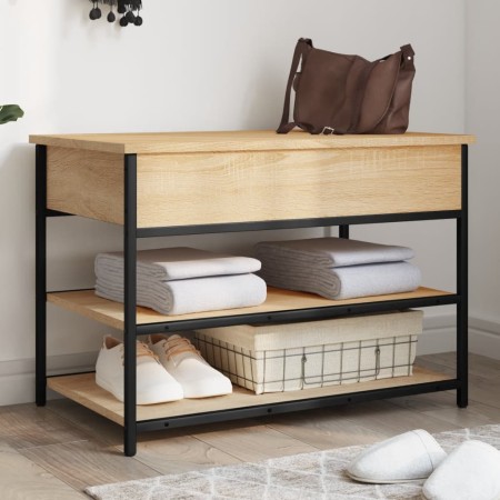 Banco zapatero madera de ingeniería roble Sonoma 70x42,5x50 cm by , Benches for halls and storage - Ref: Foro24-839029, Price...