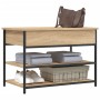 Banco zapatero madera de ingeniería roble Sonoma 70x42,5x50 cm by , Benches for halls and storage - Ref: Foro24-839029, Price...
