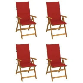 Reclining garden chairs 4 pcs solid acacia wood cushions by vidaXL, Garden chairs - Ref: Foro24-3065353, Price: 345,91 €, Dis...