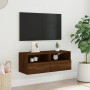 Mueble de pared TV madera ingeniería marrón roble 80x30x30 cm by , TV Furniture - Ref: Foro24-836880, Price: 47,23 €, Discoun...