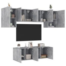 Muebles de TV de pared 6 pzas madera ingeniería gris hormigón de , Muebles TV - Ref: Foro24-3216442, Precio: 196,14 €, Descue...
