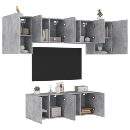 Muebles de TV de pared 6 pzas madera ingeniería gris hormigón von , TV-Möbel - Ref: Foro24-3216442, Preis: 196,14 €, Rabatt: %