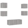 Muebles TV pared con LED 6 pzas madera ingeniería gris Sonoma de , Muebles TV - Ref: Foro24-3216816, Precio: 181,48 €