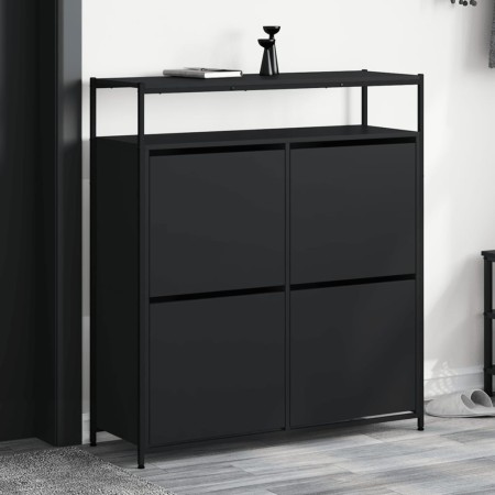 Mueble zapatero con 4 cajones abatibles negro 100x34x112 cm by , Shoe racks and shoe organizers - Ref: Foro24-3214413, Price:...