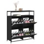Mueble zapatero con 4 cajones abatibles negro 100x34x112 cm by , Shoe racks and shoe organizers - Ref: Foro24-3214413, Price:...