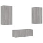 Muebles TV pared con LED 4 pzas madera ingeniería gris Sonoma de , Muebles TV - Ref: Foro24-3216823, Precio: 191,29 €, Descue...