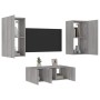 Muebles TV pared con LED 4 pzas madera ingeniería gris Sonoma de , Muebles TV - Ref: Foro24-3216823, Precio: 191,29 €, Descue...