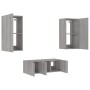Muebles TV pared con LED 4 pzas madera ingeniería gris Sonoma de , Muebles TV - Ref: Foro24-3216823, Precio: 191,29 €, Descue...