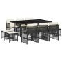 Set de comedor jardín 11 pzas con cojines ratán sintético negro by , Garden sets - Ref: Foro24-3210966, Price: 484,40 €, Disc...