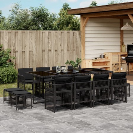 Set comedor de jardín con cojines 13 pzas ratán sintético negro by , Garden sets - Ref: Foro24-3210979, Price: 668,71 €, Disc...