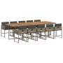 Set de comedor de jardín 11 pzas y cojines ratán sintético gris de , Conjuntos de jardín - Ref: Foro24-3211298, Precio: 923,1...