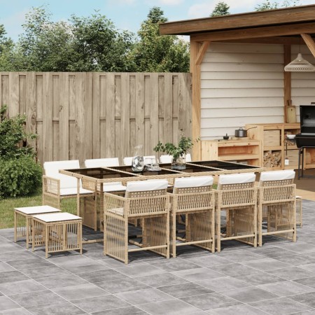 Set comedor de jardín con cojines 13 pzas ratán sintético beige by , Garden sets - Ref: Foro24-3211702, Price: 733,50 €, Disc...