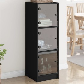 Aparador con puertas de vidrio negro 35x37x109 cm von , Sideboards - Ref: Foro24-836386, Preis: 79,93 €, Rabatt: %