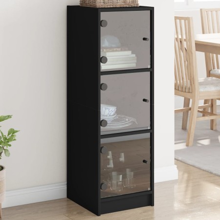Aparador con puertas de vidrio negro 35x37x109 cm de , Aparadores - Ref: Foro24-836386, Precio: 81,18 €, Descuento: %