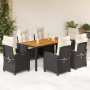 Set de comedor de jardín 7 pzas y cojines ratán sintético negro by , Garden sets - Ref: Foro24-3212659, Price: 827,08 €, Disc...