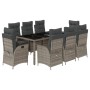 Set comedor jardín 9 pzas y cojines ratán sintético gris by , Garden sets - Ref: Foro24-3213083, Price: 1,00 €, Discount: %