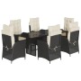Set de comedor de jardín 7 pzas y cojines ratán sintético negro by , Garden sets - Ref: Foro24-3213112, Price: 808,04 €, Disc...
