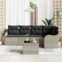Conjunto de sofá de jardín con cojín 6 pcs Gris claro Poliratán