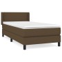 Cama box spring con colchón tela marrón oscuro 90x190 cm