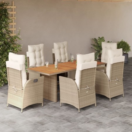 Set comedor de jardín 7 pzas con cojines ratán sintético beige de , Conjuntos de jardín - Ref: Foro24-3213372, Precio: 981,27...