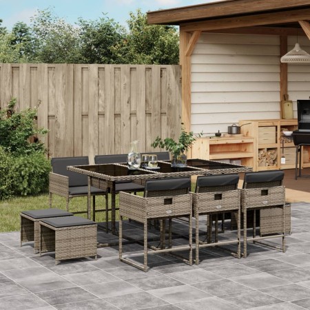 Set de comedor de jardín 11 pzas y cojines ratán sintético gris von , Gartensets - Ref: Foro24-3211328, Preis: 472,76 €, Raba...