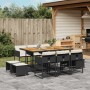 Set de comedor jardín 11 pzas con cojines ratán sintético negro de , Conjuntos de jardín - Ref: Foro24-3211335, Precio: 463,66 €