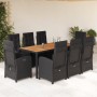 Set de comedor de jardín 9 pzas y cojines ratán sintético negro by , Garden sets - Ref: Foro24-3212479, Price: 1,00 €, Discou...