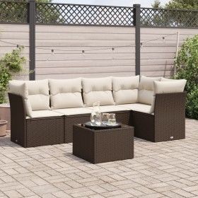 Set sofás de jardín 6 piezas y cojines ratán sintético marrón by , Garden sets - Ref: Foro24-3217613, Price: 402,69 €, Discou...