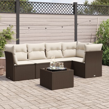 Set sofás de jardín 6 piezas y cojines ratán sintético marrón by , Garden sets - Ref: Foro24-3217613, Price: 376,23 €, Discou...