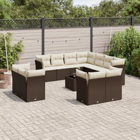Set de sofás de jardín y cojines 12 pzas ratán sintético marrón by , Garden sets - Ref: Foro24-3218523, Price: 847,86 €, Disc...