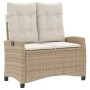 Sillón reclinable de jardín con cojines ratán sintético beige by , garden benches - Ref: Foro24-368229, Price: 169,40 €, Disc...