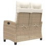 Sillón reclinable de jardín con cojines ratán sintético beige by , garden benches - Ref: Foro24-368229, Price: 169,40 €, Disc...