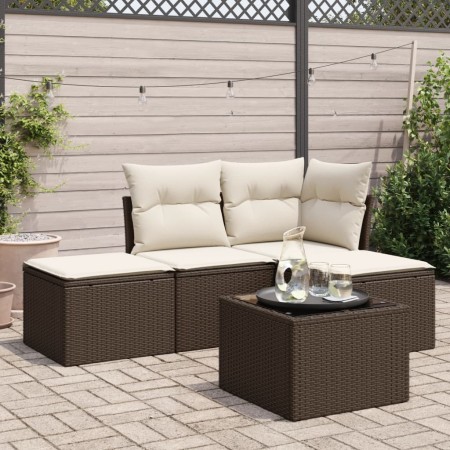 Set comedor de jardín 5 piezas y cojines ratán sintético marrón by , Garden sets - Ref: Foro24-3249332, Price: 274,11 €, Disc...