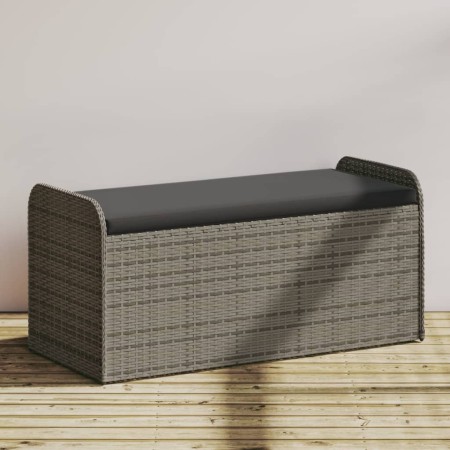 Banco de almacenaje con cojín ratán sintético gris 115x51x52 cm von , Gartenbänke - Ref: Foro24-365728, Preis: 158,50 €, Raba...