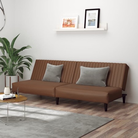 Sofá cama de 2 plazas cuero sintético marrón by , Sofas - Ref: Foro24-375948, Price: 235,31 €, Discount: %