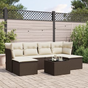 Juego de sofás de jardín 7 piezas con cojines ratán PE marrón by , Garden sets - Ref: Foro24-3249862, Price: 418,20 €, Discou...
