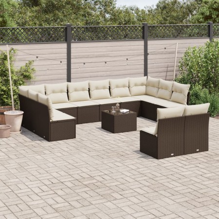 Set de sofás de jardín con cojines 13 piezas ratán PE marrón by , Garden sets - Ref: Foro24-3218383, Price: 794,93 €, Discoun...