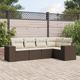 Set comedor de jardín 5 piezas y cojines ratán sintético marrón by , Garden sets - Ref: Foro24-3254870, Price: 379,81 €, Disc...