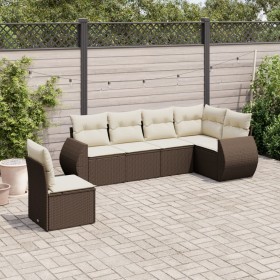 Set sofás de jardín 6 piezas y cojines ratán sintético marrón von , Gartensets - Ref: Foro24-3253770, Preis: 432,26 €, Rabatt: %