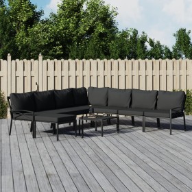 Juego de muebles de jardín 9 piezas acero con cojines gris de , Conjuntos de jardín - Ref: Foro24-3187950, Precio: 845,16 €, ...