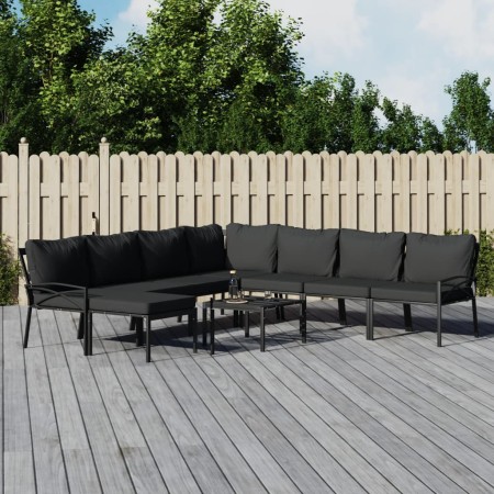 Juego de muebles de jardín 9 piezas acero con cojines gris de , Conjuntos de jardín - Ref: Foro24-3187950, Precio: 845,16 €, ...