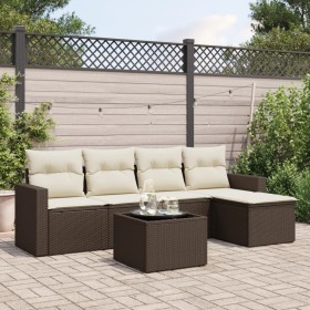 Set sofás de jardín 6 piezas y cojines ratán sintético marrón von , Gartensets - Ref: Foro24-3218893, Preis: 343,48 €, Rabatt: %