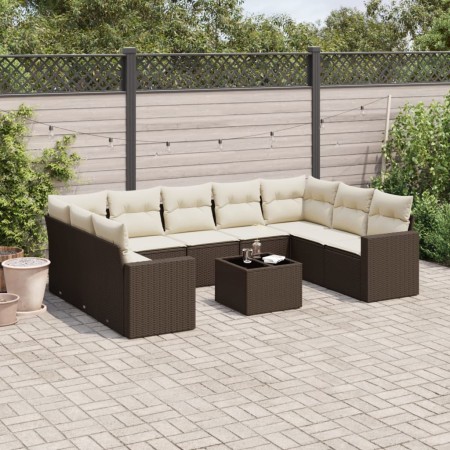 Set de sofás de jardín 10 pzas y cojines ratán sintético marrón von , Gartensets - Ref: Foro24-3219403, Preis: 625,13 €, Raba...